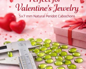 Natuurlijke peridoot cabochon 5 x 7 mm | Natuurlijke groene losse edelsteen voor het maken van sieraden | Ovale cabochons