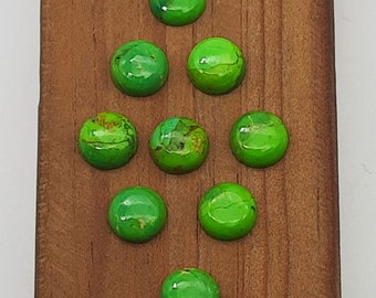 Groene koperturkoois cabochon | AAA-kwaliteit, ronde edelsteen van 7 mm