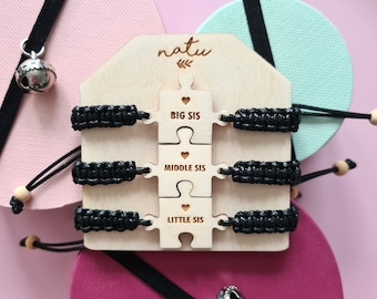 Set Di 3 Bracciali Dell'Amicizia A Forma Di Cuore Puzzle In Acciaio Inox - Personalizzabili Con Incisione Laser E Regolabili - 3