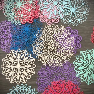20 Ornate doily die cuts mixed pack of paper doily cardmaking mixed colours paper lace doilies