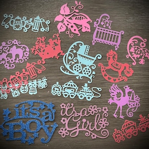 Lot de 15 pièces prédécoupées pour bébé de différentes tailles et couleurs pour la fabrication de cartes ou le scrapbooking