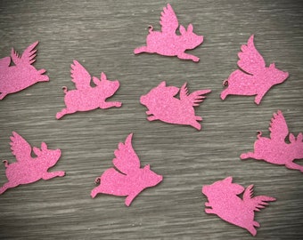 When pigs fly glitter stickers flying pig sticker set of 12 in pink glitter stock
