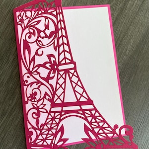Eiffel Tower  card with ornate svg diy card svg png cricut file Paris invitation digital download