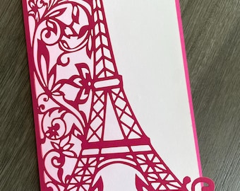 Eiffel Tower  card with ornate svg diy card svg png cricut file Paris invitation digital download
