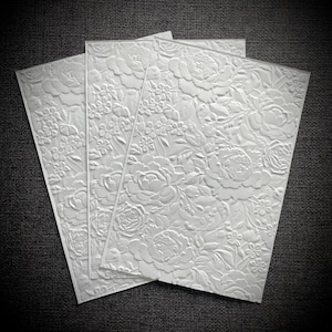 Lot de 10 cartes d'invitation blanches en relief florales pour faire-part