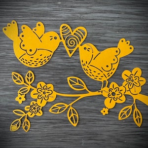 Oiseaux avec superposition de cartes coeur svg bricolage carte svg carte de la Saint-Valentin cricut svg