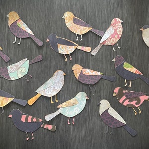 Lot de 6 découpes Silhouettes d'oiseaux avec embellissement de fabrication de cartes unis à motifs en papier