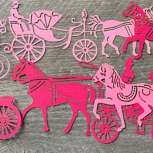 Lot de 10 pièces prédécoupées cheval et calèche