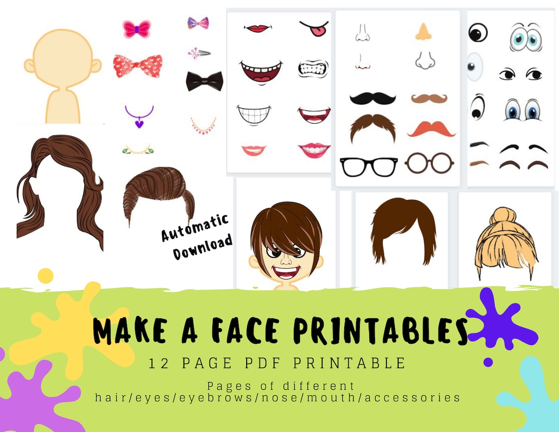 Make a Face Printable - Etsy
