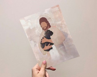 Jesus and Black Lamb Art Print: Modern Shepherd LDS Painting (Digital Download)