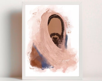 Christ modern LDS art print, minimalist home decor, painting of Jesus Christ