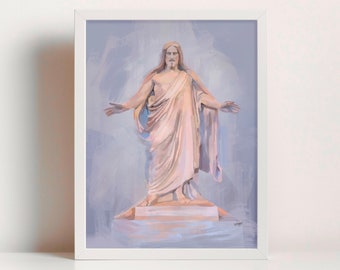 Impressão artística moderna de Cristo, estilo SUD (Santos dos Últimos Dias), decoração minimalista para casa, pintura de Jesus Cristo, estátua de Cristo.
