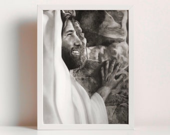 He is Risen Art Print, Jesus Christ Drawing, LDS Wall Decor