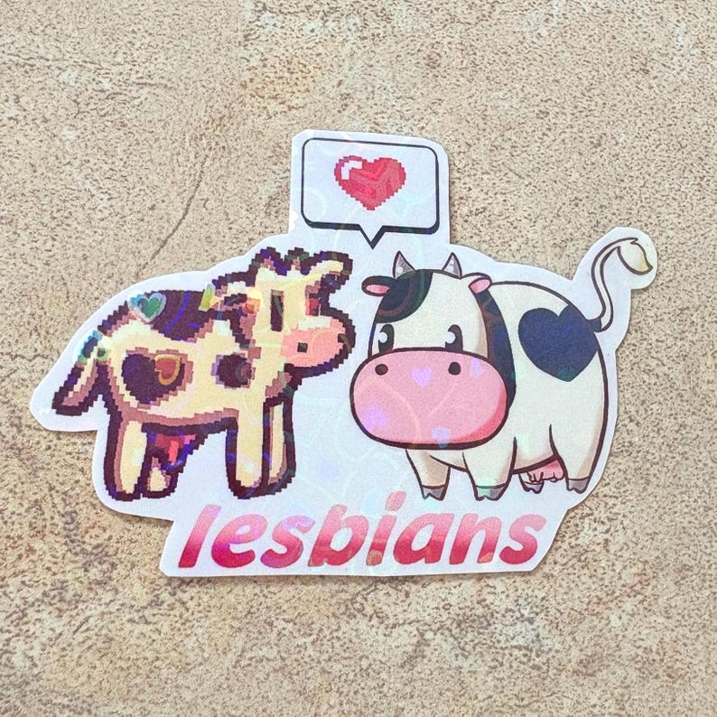 lesbian-cows-in-love-vinyl-sticker-waterproof-etsy