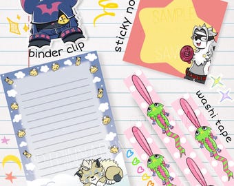 PREORDER Stationary Set Digimon BeatBreak Gekkomon Washi Tape + Cougarmon Note Pad + Chiropmon Binder Clip + Wolvermon Sticky Notes
