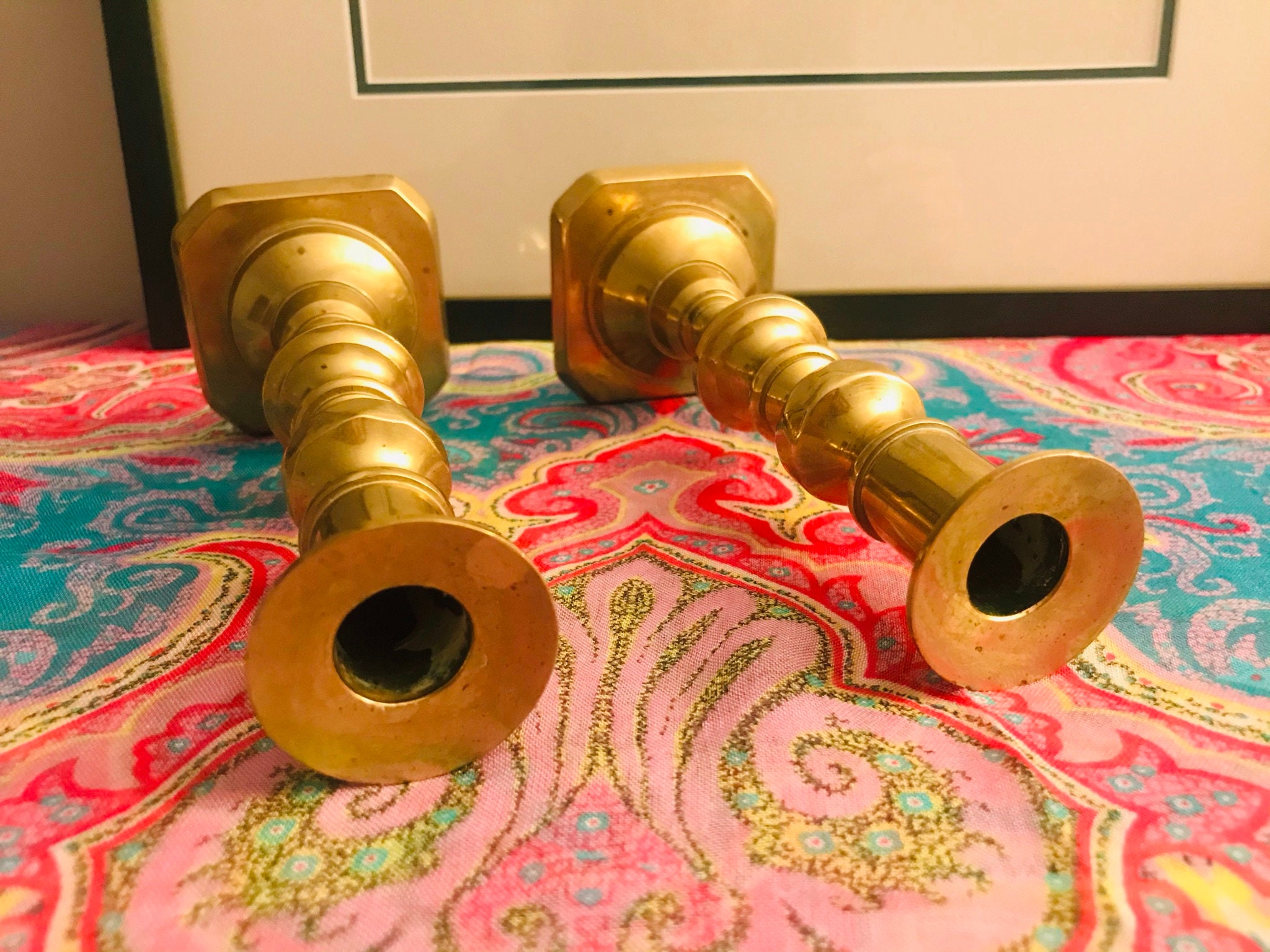 Vintage metal dorado metal sólido inglés candelabro / Etsy