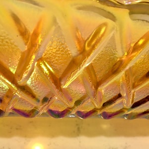 1970s Carnival Glass, Iridescent Indiana Glass Co., Oval Indiana Glass Bowl Basketweave Pattern. Collector Carnival Glass Dish,Wedding Gift image 7
