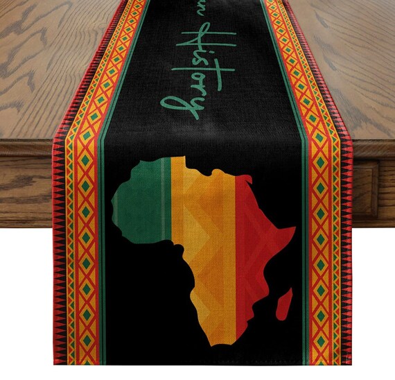 Black History Month Table Runner Freedom Pride African Map Etsy