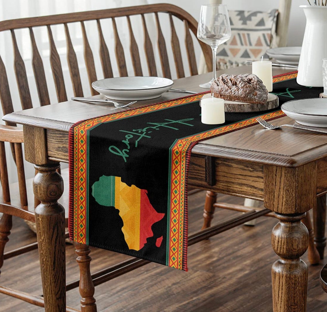 Black History Month Table Runner Freedom Pride African Map Etsy