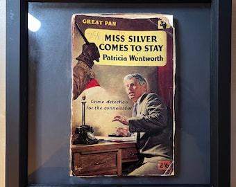 Floating Vintage Book Cover Shadow Frame Artwork Unique Modern Art Gift - Miss Silver Comes to Stay