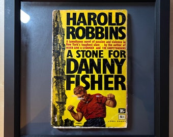 Floating Vintage Book Cover Shadow Frame Artwork Unique Modern Art Gift - A Stone for Danny Fisher