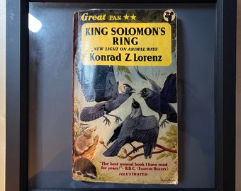 Schwebender Vintage-Bucheinband mit Schattenrahmen, einzigartiges modernes Kunstgeschenk – König Salomos Ring