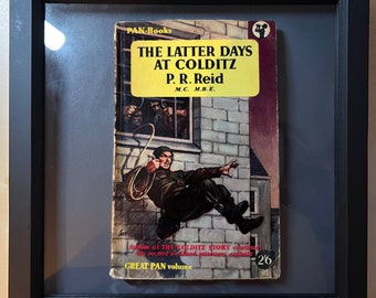 Floating Vintage Book Cover Shadow Frame Artwork Unique Modern Art Gift - The Latter Days at Colditz