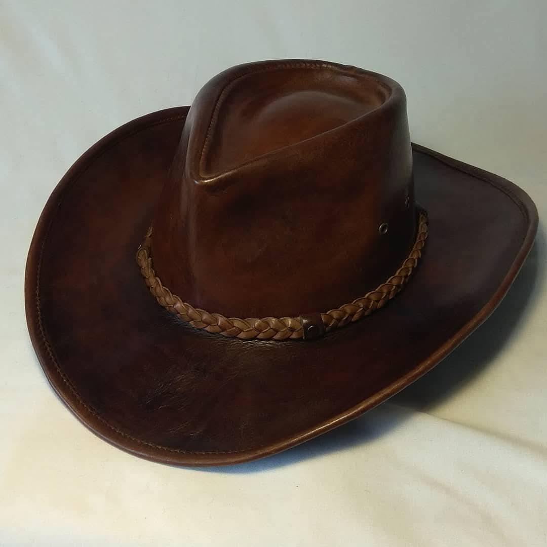 Cowboy Leather Hat. Brown Cowboy Hat. - Etsy