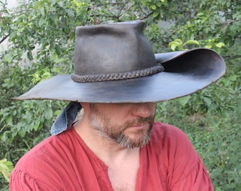 17th Century Spanish Leather Hat | Captain Alatriste Broad Brim Hat | Musketeer Cavalier Cosplay | Historical Medieval Slouch Hat