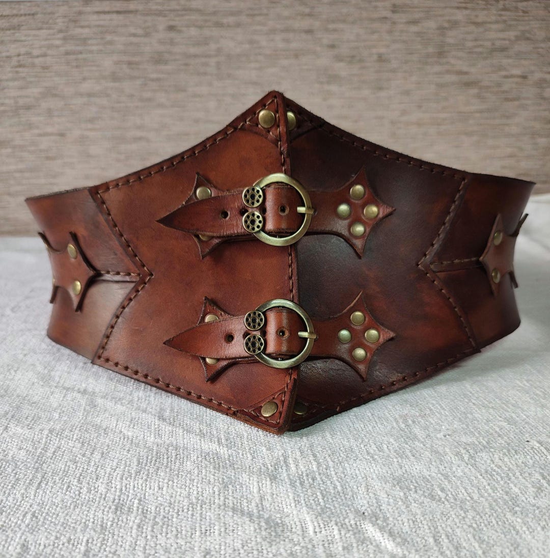 Faux Leather Viking Corset Belt Renaissance Waist Cincher Lace-up Women main image 2