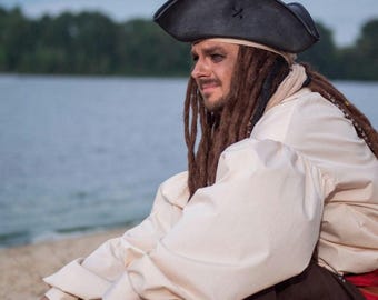 Leather Pirate Hat Tricorn | Jack Sparrow Cosplay Hat | Steampunk Captain Costume | Historical Replica Men Women