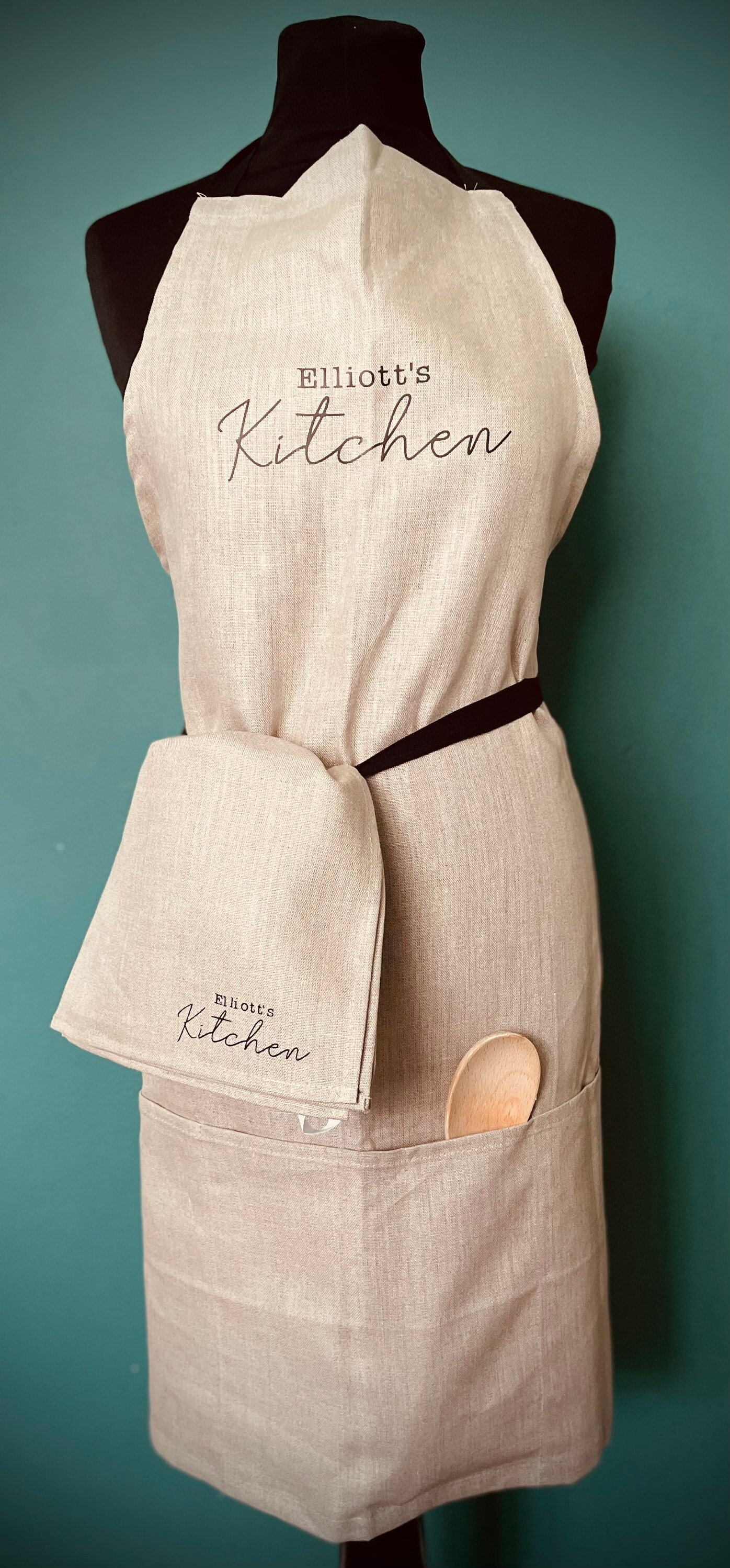Personalised Linen Apron with pockets. Etsy