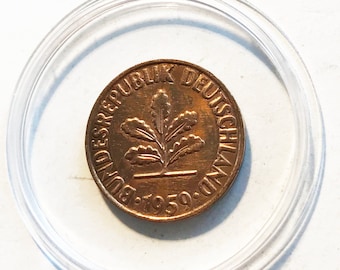 2 Pfennig 1959 G-very rare, PP, copper patina