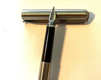 Elysee fountain pen, stainless steel, white gold nib M, 1990