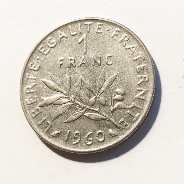 1 Franc 1960 Semeuse. Säerin, par O.Roty, France, Fast unz