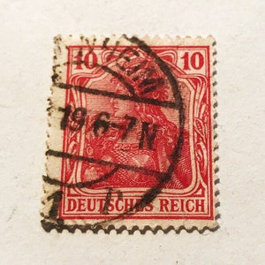 Free stamp: German Empire Germania Kriegsdruck Edition 1918/19 10 Pfennig karmin