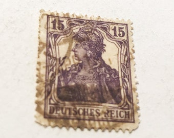 Free stamp: Germania edition 1916/17 15 Pfennig purple brown