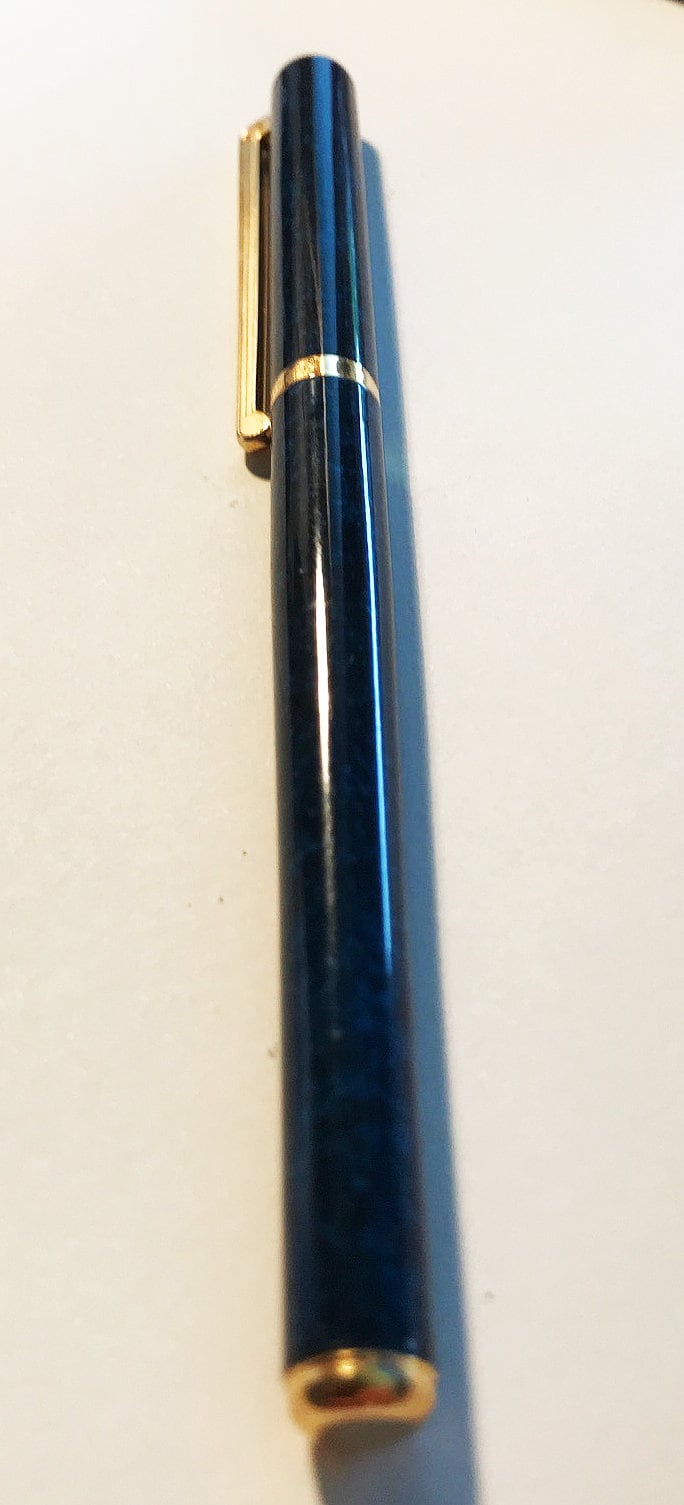 Elysee Fountain Pen 14K/585 Gold Nib Blue-marbled Unused/mint L87