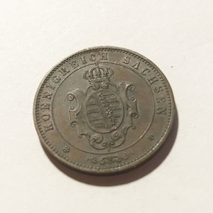 5 Pfennig 1862 B, Kingdom of Saxony, Johann 1854-1873 Excellent, very beautiful patina!