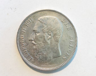 1870 ベルギー ファイブ 5 フラン シルバー コレクター 王冠