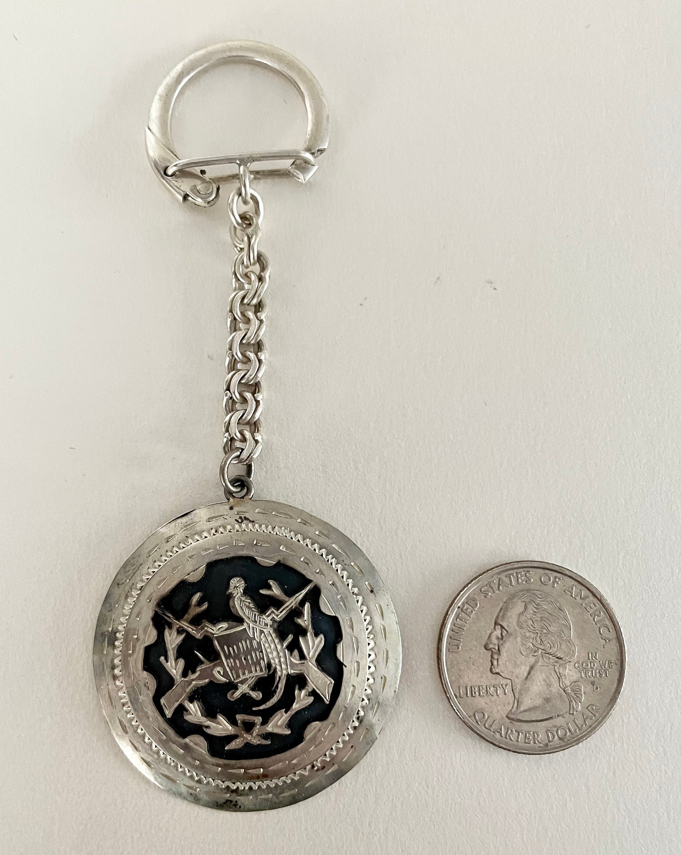 Vintage Guatemalan Quetzal 900 Silver Keychain Etsy
