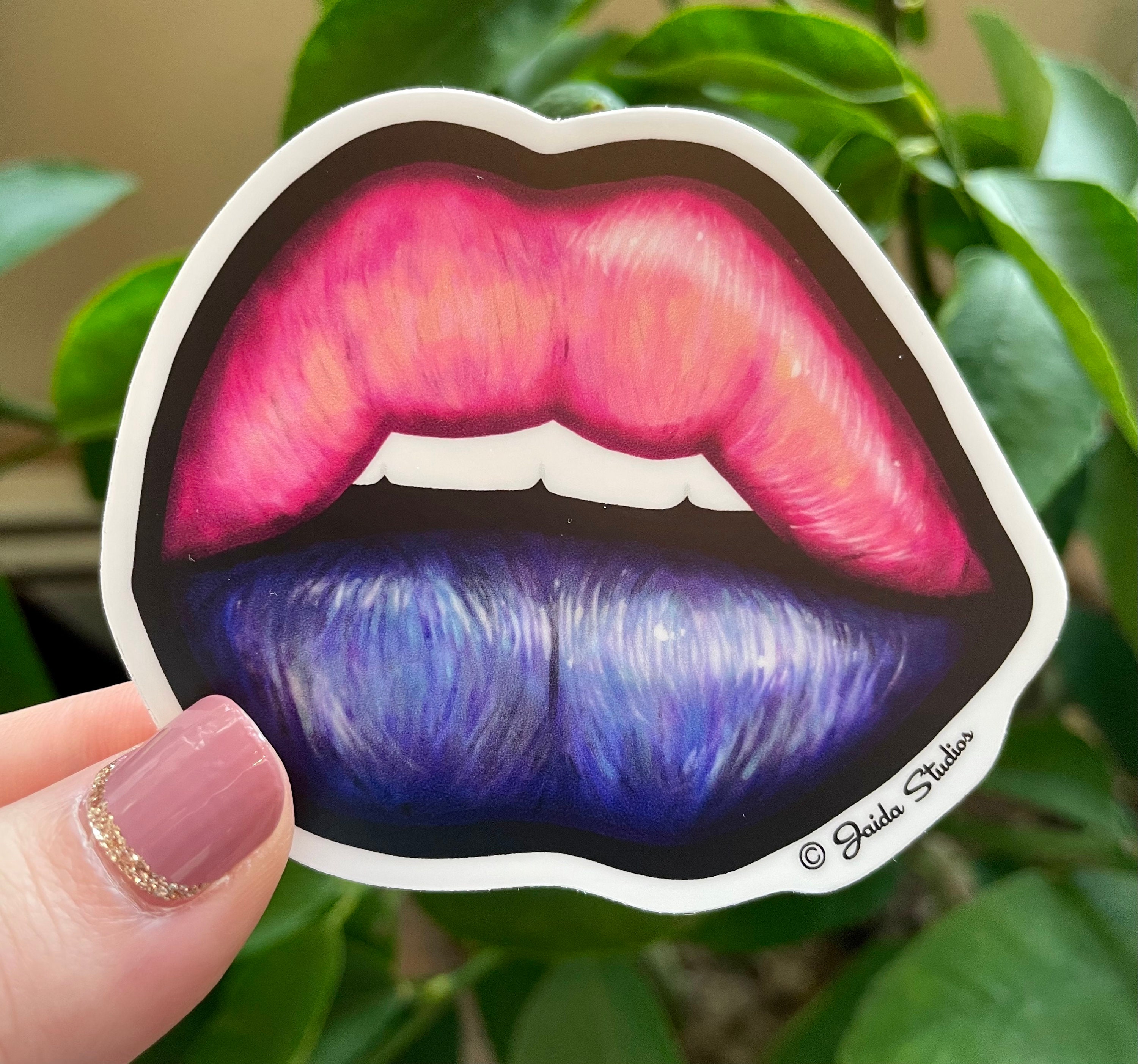Real Lips Sticker Luscious Lips - Vinyl Sticker - Weatherproof Sticker - 3