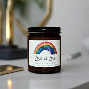 Love is Love Candle, Donates to Charity, Candles for a Cause, Supports LGBTQ Youth, Pride Gift, Gifts that Give Back, 8oz Soy Wax, Nontoxic