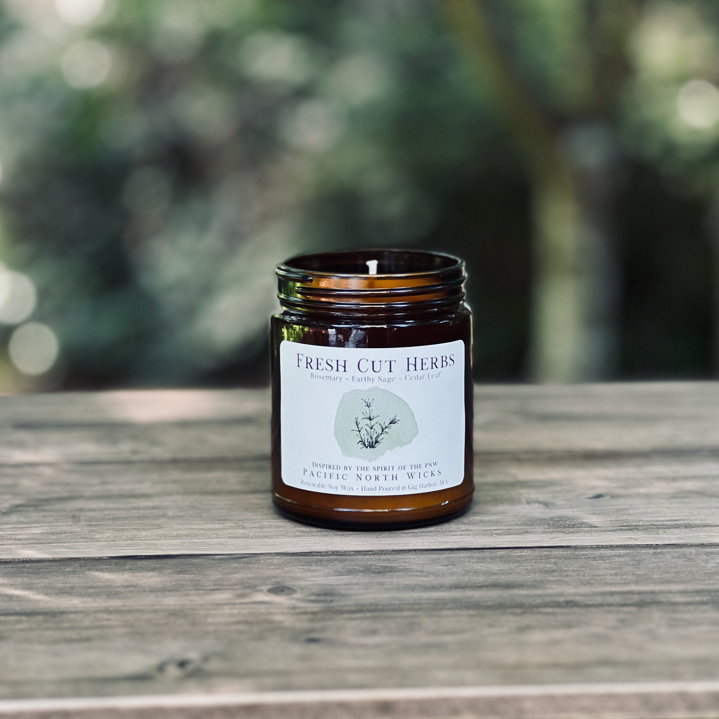 Fresh Cut Herbs Candle, Garden Herbs, Rosemary, Sage, Cedar Leaf, 8oz