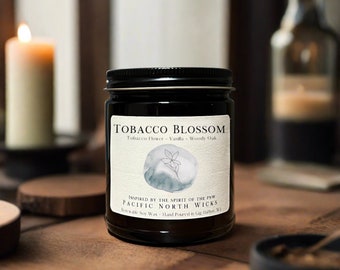 tobacco blossom candle Tobacco Blossom Candle, Masculine Scent, Tobacco Vanilla, Luxury Rustic  Home Fragrance, Handpoured Soy Wax, Amber Jar, Man Candle, Nontoxic