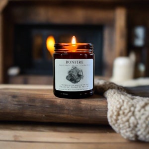 Bonfire Candle, Fireside, Campfire, Cozy Candle, Hand Poured Scented Soy Candle, Fall Candle, Winter Candle, Smoky Incense, PNW Camping Gift