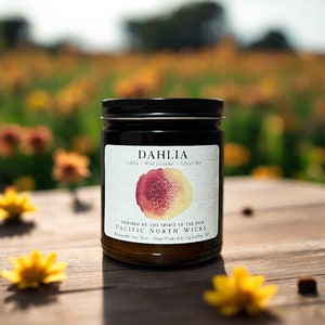 Dahlia Candle, Luxury Floral Scent, Dahlia Flower Gift, Floral Home Decor, Summer Candle, Spring Floral Candle, PNW Inspired, Soy Wax Candle