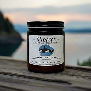 Orca Candle, Donates to Charity, Protect, Killer Whales, Orcas, Supports Endangered Whales, Orca Gift, Whale Gift, Candles for a Cause, PNW