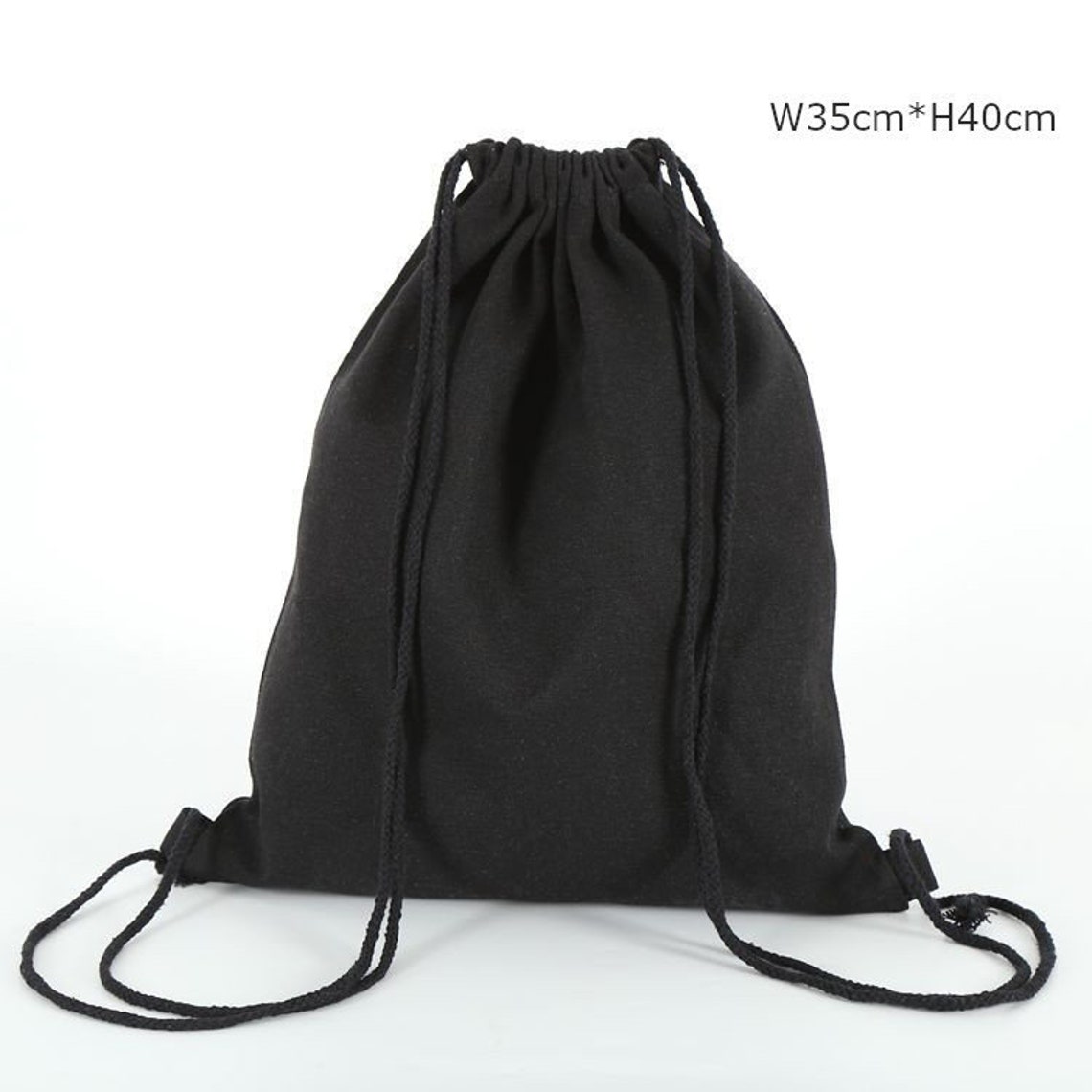 Plain canvas drawstring backpack shopper black nature white Etsy