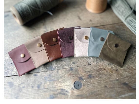 Coin Pouch: Handmade Small Upcycled Real Leather Pouches with a Press-Stud Flap